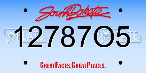 12787O5 South Dakota License Plate