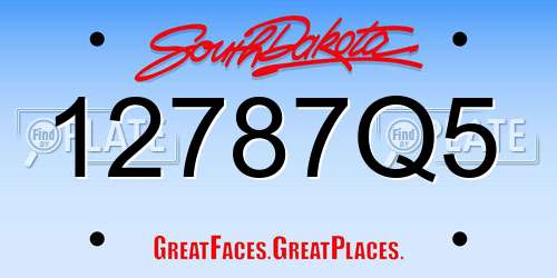 12787Q5 South Dakota License Plate