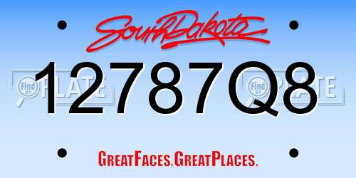 12787Q8 South Dakota License Plate