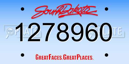1278960 South Dakota License Plate