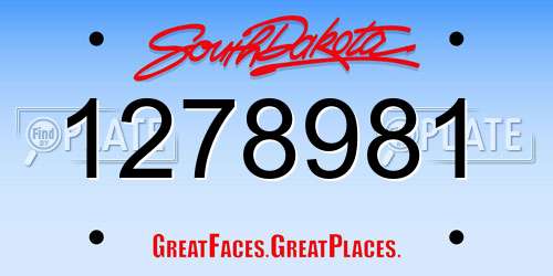 1278981 South Dakota License Plate