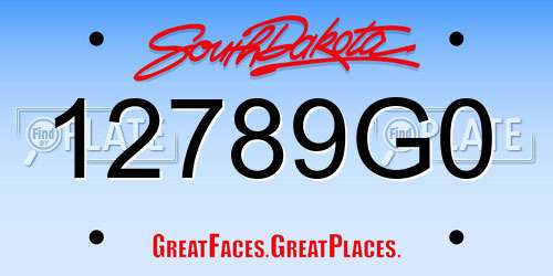 12789G0 South Dakota License Plate