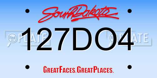 127DO4 South Dakota License Plate