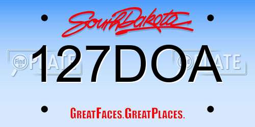 127DOA South Dakota License Plate
