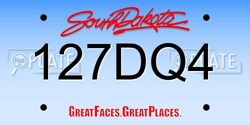 127DQ4 South Dakota License Plate