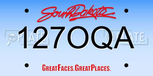 127OQA South Dakota License Plate