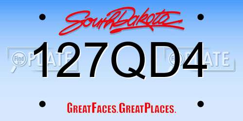 127QD4 South Dakota License Plate