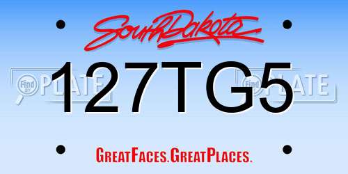 127TG5 South Dakota License Plate