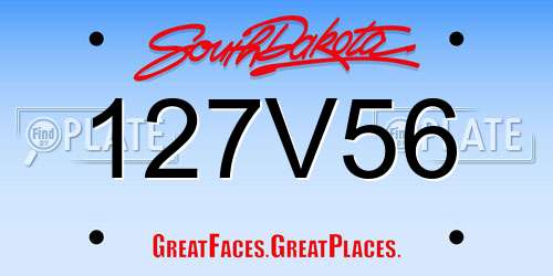 127V56 South Dakota License Plate