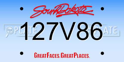 127V86 South Dakota License Plate