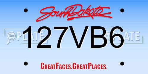 127VB6 South Dakota License Plate