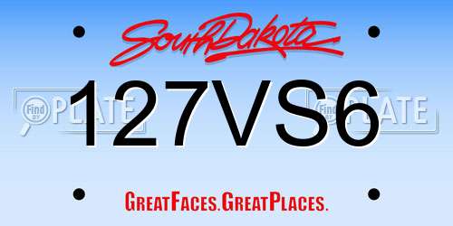 127VS6 South Dakota License Plate