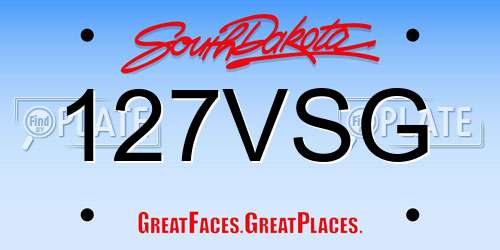127VSG South Dakota License Plate