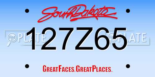 127Z65 South Dakota License Plate