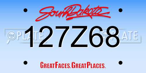 127Z68 South Dakota License Plate