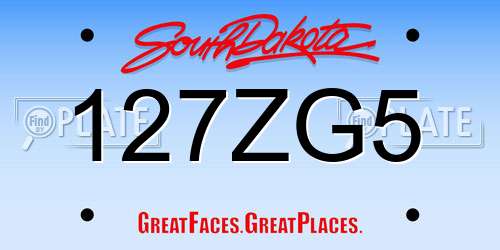 127ZG5 South Dakota License Plate