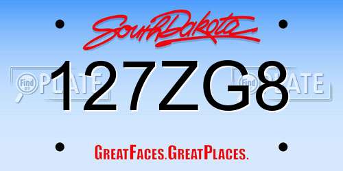 127ZG8 South Dakota License Plate