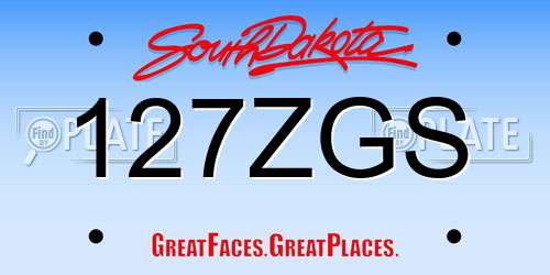 127ZGS South Dakota License Plate