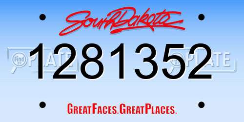 1281352 South Dakota License Plate