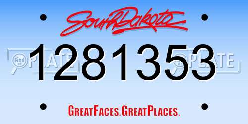 1281353 South Dakota License Plate