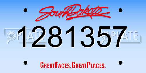 1281357 South Dakota License Plate