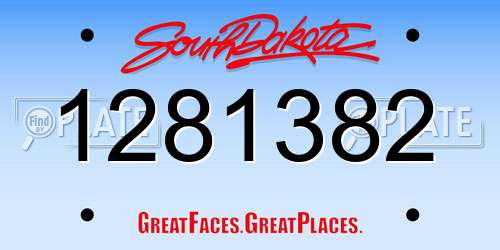 1281382 South Dakota License Plate
