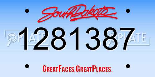 1281387 South Dakota License Plate