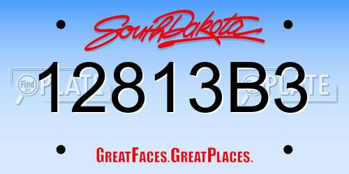 12813B3 South Dakota License Plate