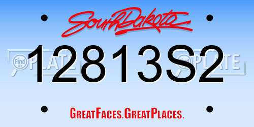 12813S2 South Dakota License Plate