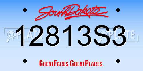 12813S3 South Dakota License Plate
