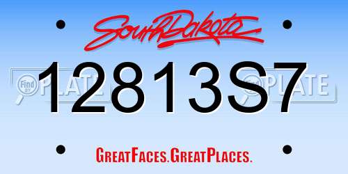 12813S7 South Dakota License Plate