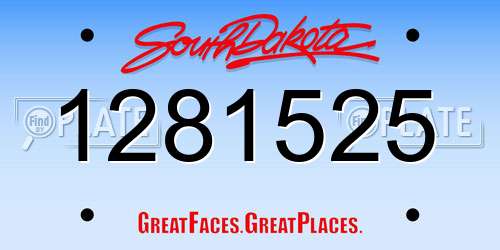 1281525 South Dakota License Plate