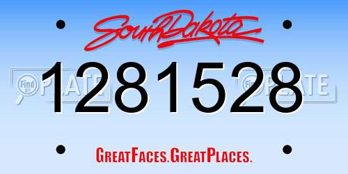 1281528 South Dakota License Plate