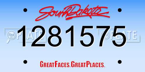 1281575 South Dakota License Plate