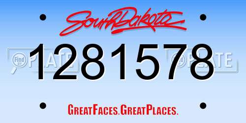 1281578 South Dakota License Plate