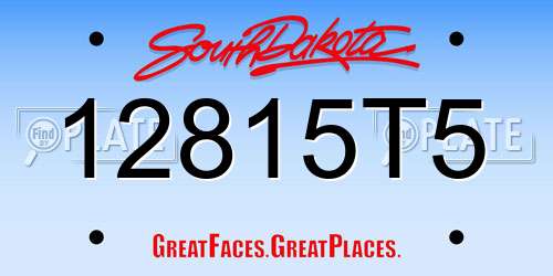 12815T5 South Dakota License Plate