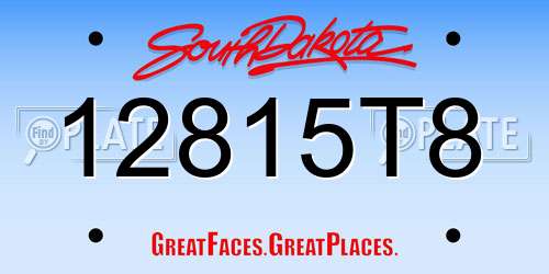 12815T8 South Dakota License Plate