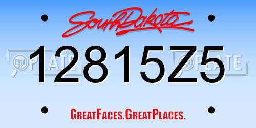 12815Z5 South Dakota License Plate