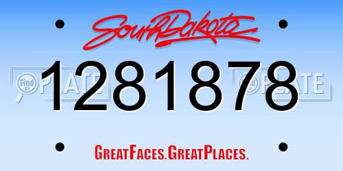 1281878 South Dakota License Plate