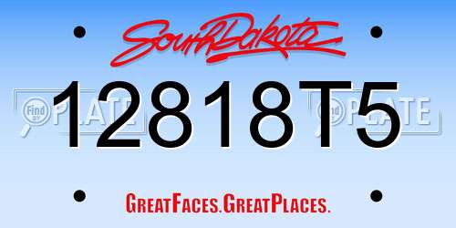 12818T5 South Dakota License Plate
