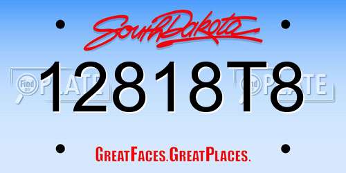 12818T8 South Dakota License Plate