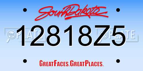 12818Z5 South Dakota License Plate