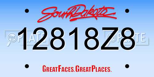 12818Z8 South Dakota License Plate