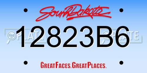 12823B6 South Dakota License Plate