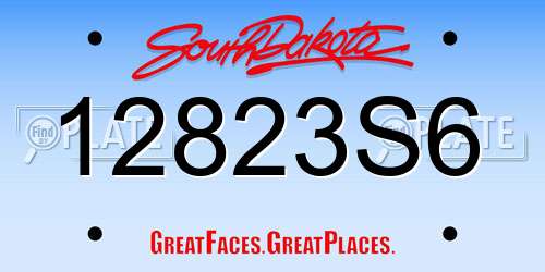 12823S6 South Dakota License Plate
