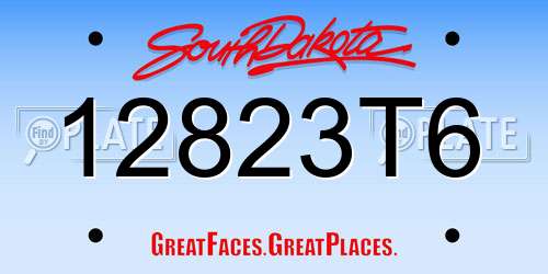 12823T6 South Dakota License Plate