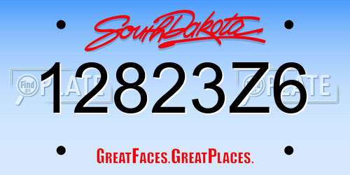 12823Z6 South Dakota License Plate