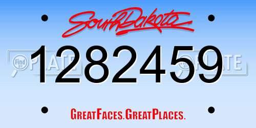 1282459 South Dakota License Plate