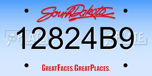 12824B9 South Dakota License Plate