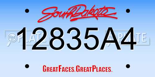 12835A4 South Dakota License Plate